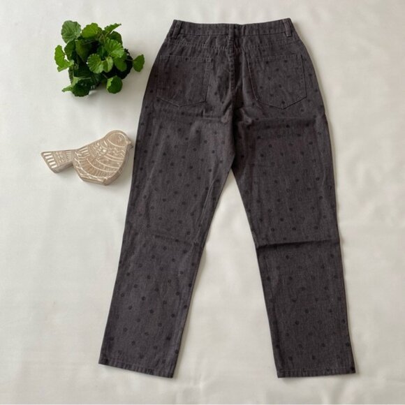 Easel Polka Dot Garment Dyed High Waisted Straight Leg Pants New Medium Black - Picture 8 of 10